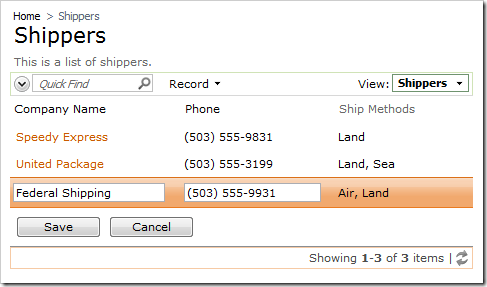 Ship Methods shown as comma separated list in grid view