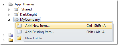 Add New Item to MyCompany folder of the project.