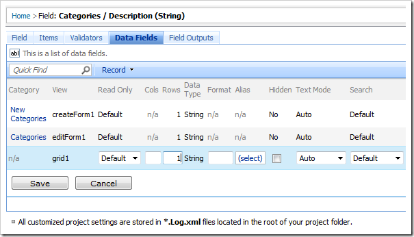 Change all Categories data fields Rows property to '1'.