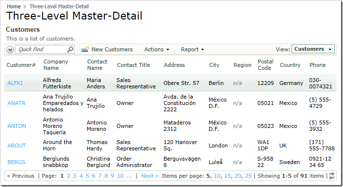 Select a Custom from the list on the Three-Level Master-Detail page.