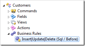 SQL Business Rule defined in 'Customers' data controller of the Northwind sample created with Code On Time web application generator for ASP.NET, Windows Azure, DotNetNuke, and SharePoint