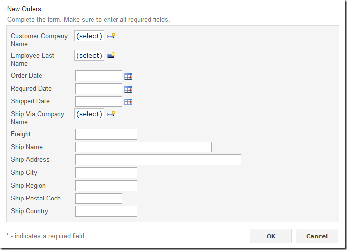 Orders create form with a selected customer. The shipping information is not copied over.