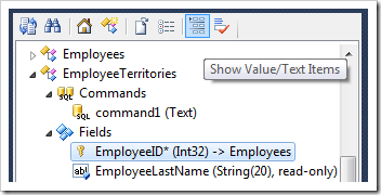 Show Value Text Items button on Project Explorer toolbar.