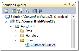 CustomersRule business rule file in the Solution Explorer.