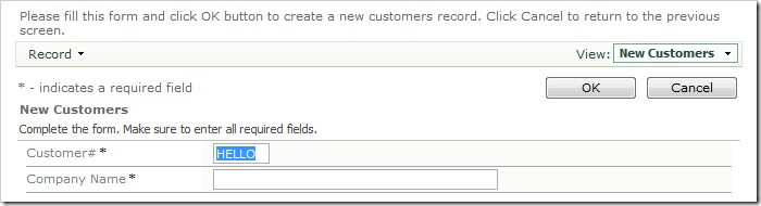 The lowercase text in CustomerID field has been converted to uppercase.
