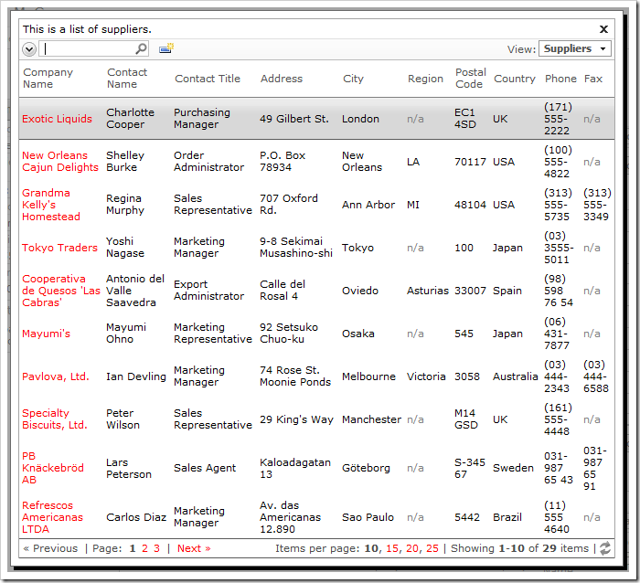 Data lookup windows allows sorting, adaptive filtering, quick find, and advanced search bar.