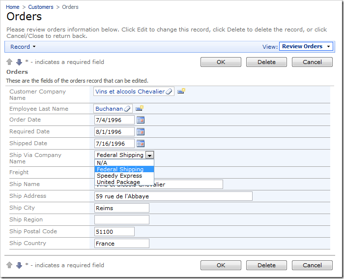 Drop Down List lookup items style.