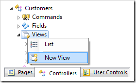 Create New View for Customers controller.
