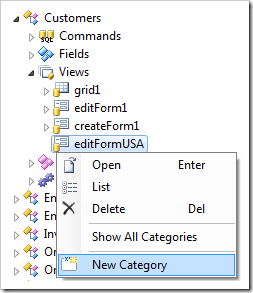 Create New Category in editFormUSA view.
