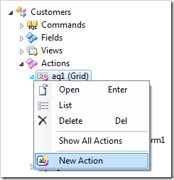 New Action in action group 'ag1'.