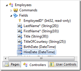 Hire Date field in the Employees controller.