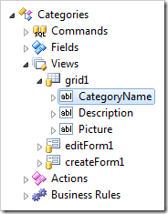 CategoryName field on grid1 view of Categories controller.