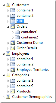 Container 'c101' in renaming mode.