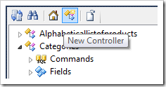 New Controller icon on the toolbar of the Project Explorer.