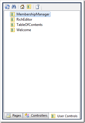 User Controls tab in the Project Explorer.