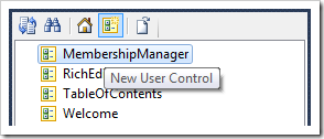 New User Control icon on the Project Explorer toolbar.