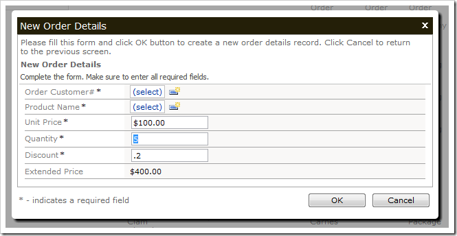 When a value is changed in the other fields, Extended Price value will be recalculated.