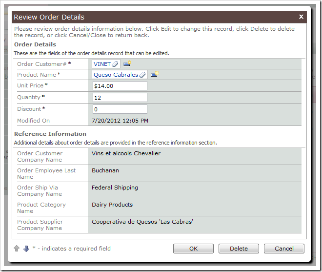 Opening the same record will reveal that ModifiedOn field value was updated upon insertion.