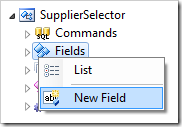 New Field context menu option for Fields node in the Project Explorer.
