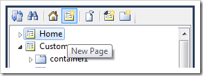 New Page icon on the toolbar of Project Explorer.