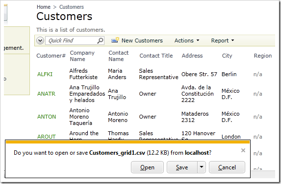 Customers generated report file named after the controller and view.