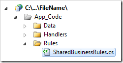 SharedBusinessRules file in the Solution Explorer.