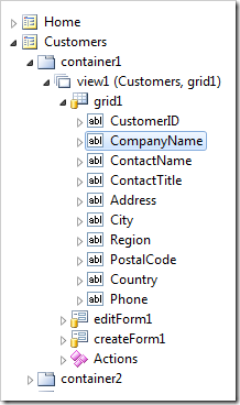 Data field Company Name selected in the Project Explorer.