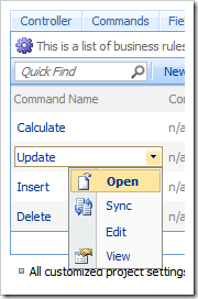 Open context menu option in the Project Browser.