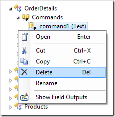 Delete context menu option for command1.