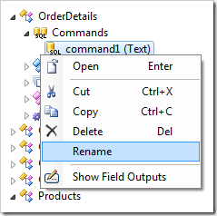 Command context menu option Rename.