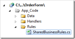 SharedBusinessRules class in Visual Studio.
