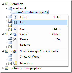 List context menu option in the Project Explorer.