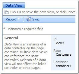 Data View properties page open in the Project Browser.