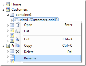 Context menu Rename option in the Project Explorer.