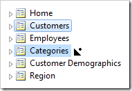 Dropping Customers page on the right side of Categories page in the Project Explorer.