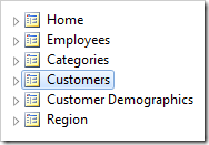 Customers placed after Categories page in the Project Explorer.