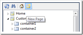 New Page toolbar option in the Project Explorer of web application designer.