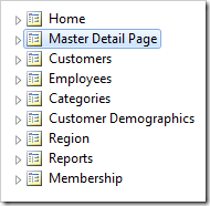 Master Detail Page placed after Home page in the Project Explorer.