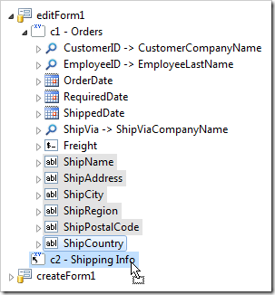 Dropping all shipping data fields on 'c2' category.