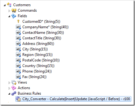City_Converter business rule added for Customers controller.