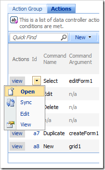 Open context menu option for Actions in the Project Browser.