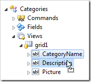 Dropping a data field onto another data field in the Project Explorer.