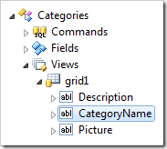 The data field CategoryName has been placed after data field Description.