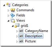 Description data field node placed after CategoryName data field node.