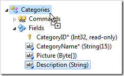 Description field dropped on Categories controller node while holding Ctrl key on the keyboard.