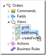 Dropping grid1 view onto editForm1 view.