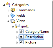Description data field in grid1 view of Categories controller.