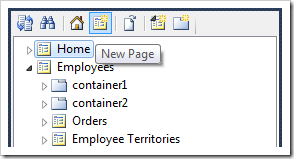 New Page icon on the Project Explorer toolbar.