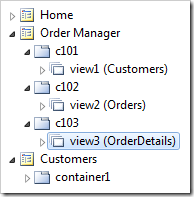 Views for Customers, Orders, and Order Details controllers have been added to the Order Manager page.