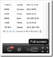 Enabling full screen mode for a YouTube video.